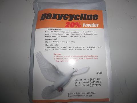 Doxycycline 20% Powder Doxycycline 20% pdr 100 gr. (Pigeon Supplies Plus line)