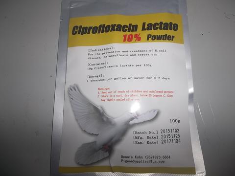 Ciprofloxacin 10% Powder Ciprofloxacin 10% pdr (100 grams)